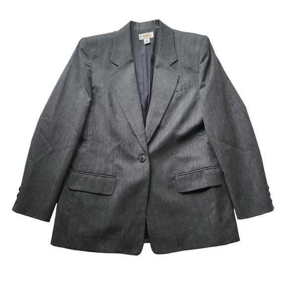 Talbots Petite 2pc Skirt Suit Blazer Jacket Gray Size 8P Wool NWOT Business - Picture 11 of 13
